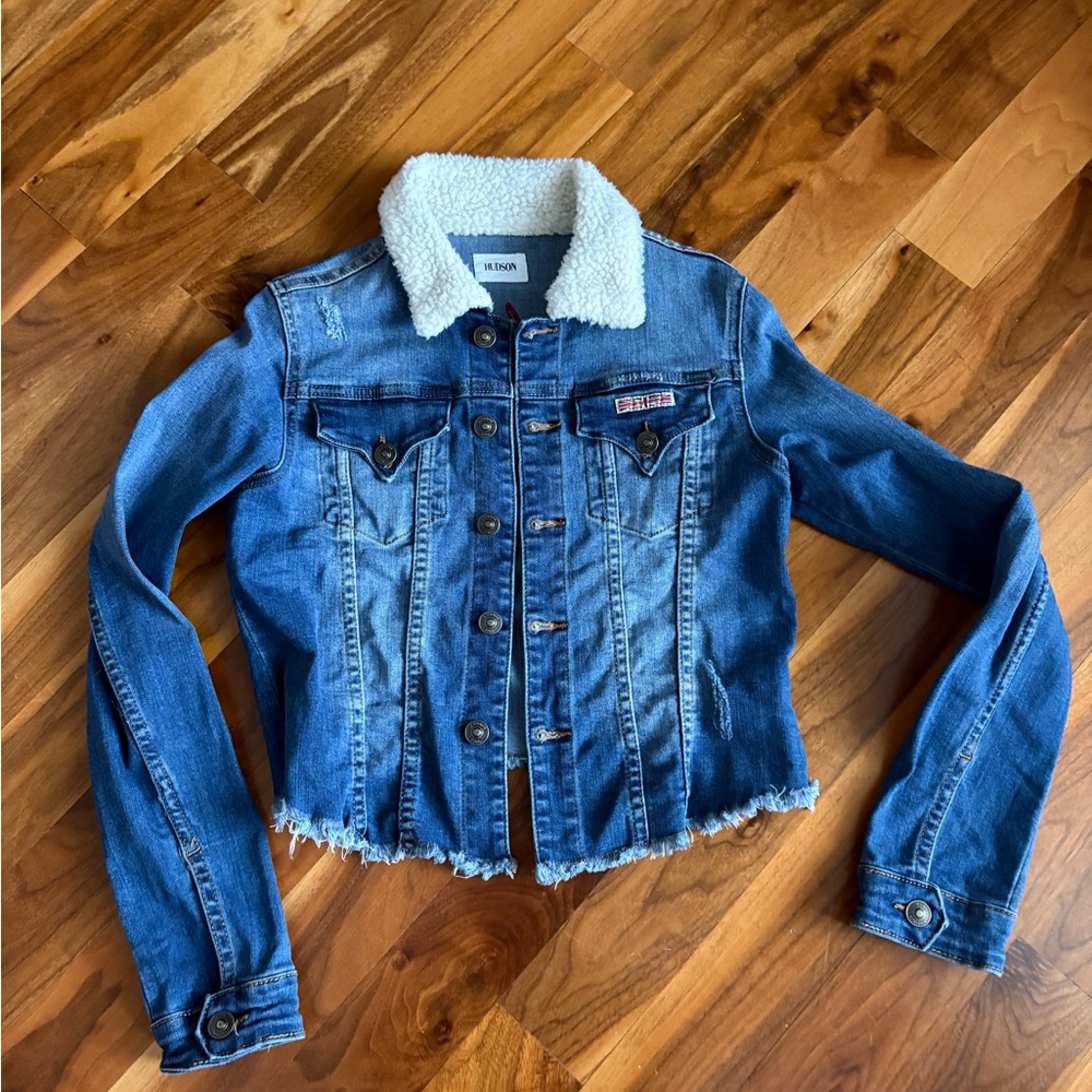 Hudson Jeans Denim Jacket with Sherpa Collar